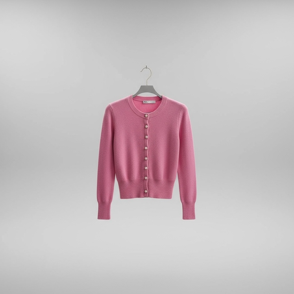 Zara EUC pink knit cardigan with decorative buttons